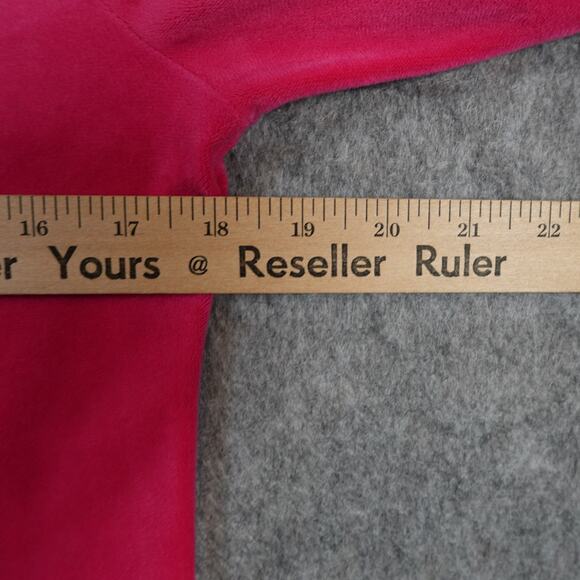 Juicy Couture Jacket Womens Medium Velour Spellout Velvet Hoodie Y2K 90 Full Zip - Picture 9 of 11